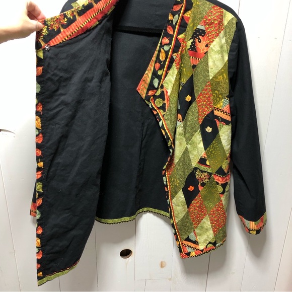 Handmade Orange Green Artsy Patchwork Jacket Size Large - Picture 6 of 14